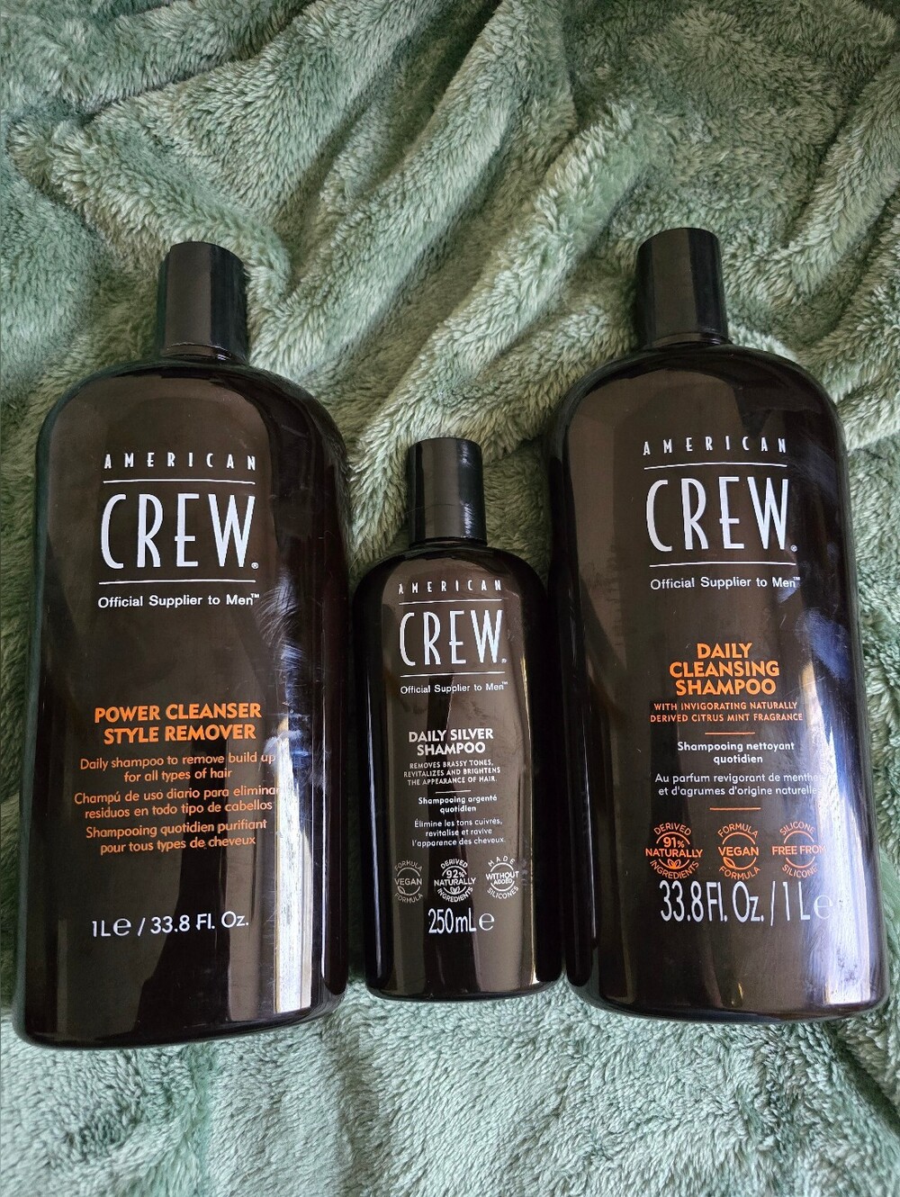 American Crew Mens Shampoo Bundle Power  Cleanser, Silver Shampoo, Daily Cleanse